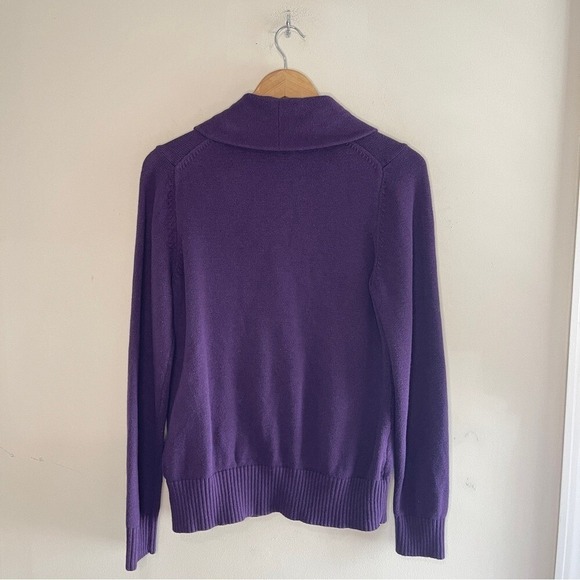 TOMMY HILFIGER Purple Cotton Blend Button-Front Cardigan, Large - Picture 4 of 7